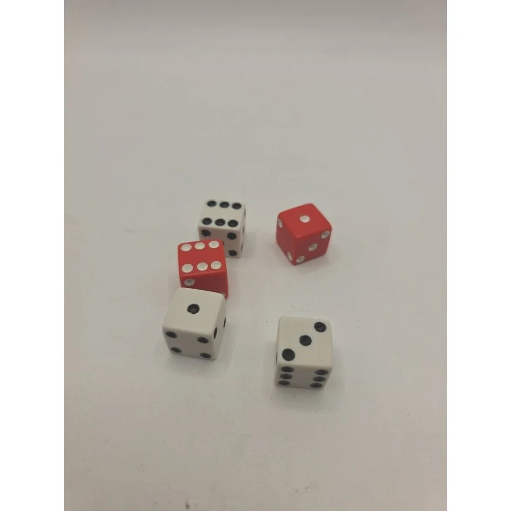 Lot of 5 RISK Dice (3 Red & 2 White) 1993 Edition Game Replacement Parts Pieces
